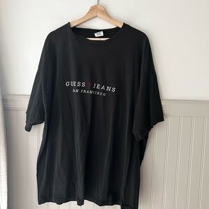 Vintage 90s Guess San Francisco XXL Cotton Black Graphic Tee for Men Shirt